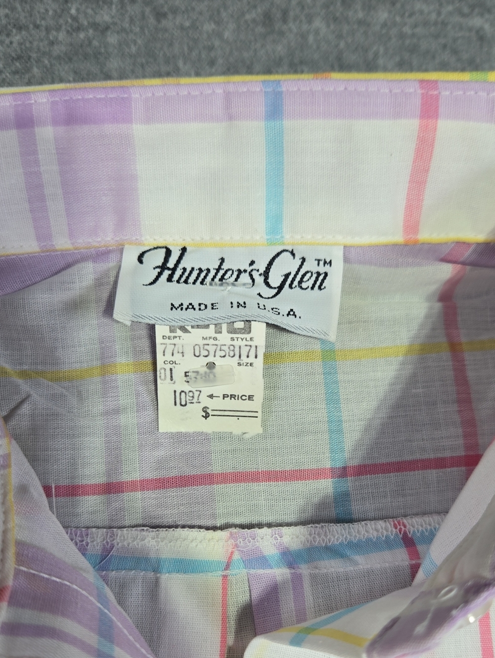 Vintage 80s Hunter's Glen Deadstock Purple Plaid Button Down Shirt NWT Size 14 - Picture 2 of 6
